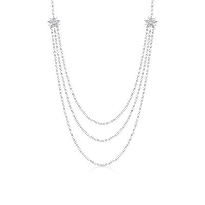 Colar Triplo Estrela com Topázio Incolor em Prata 925