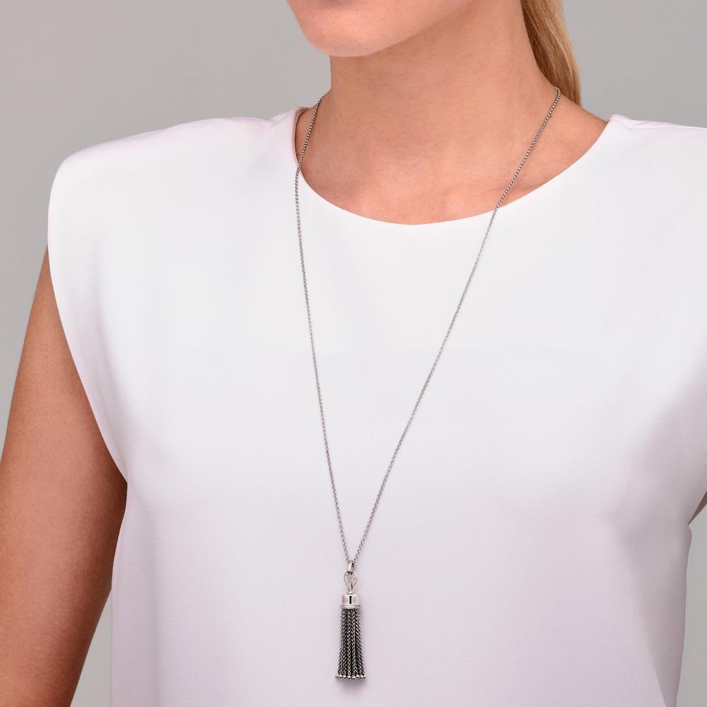 Colar Franja Correntes com Safira em Prata 925 - 2