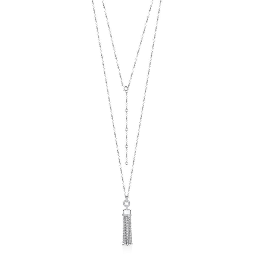 Colar Franja Correntes com Safira em Prata 925 - 3