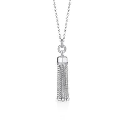 Colar Franja Correntes com Safira em Prata 925