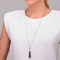 Colar Franja Correntes com Safira em Prata 925