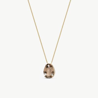 Pingente com Quartzo Fumê e Diamantes em Ouro Amarelo 18k