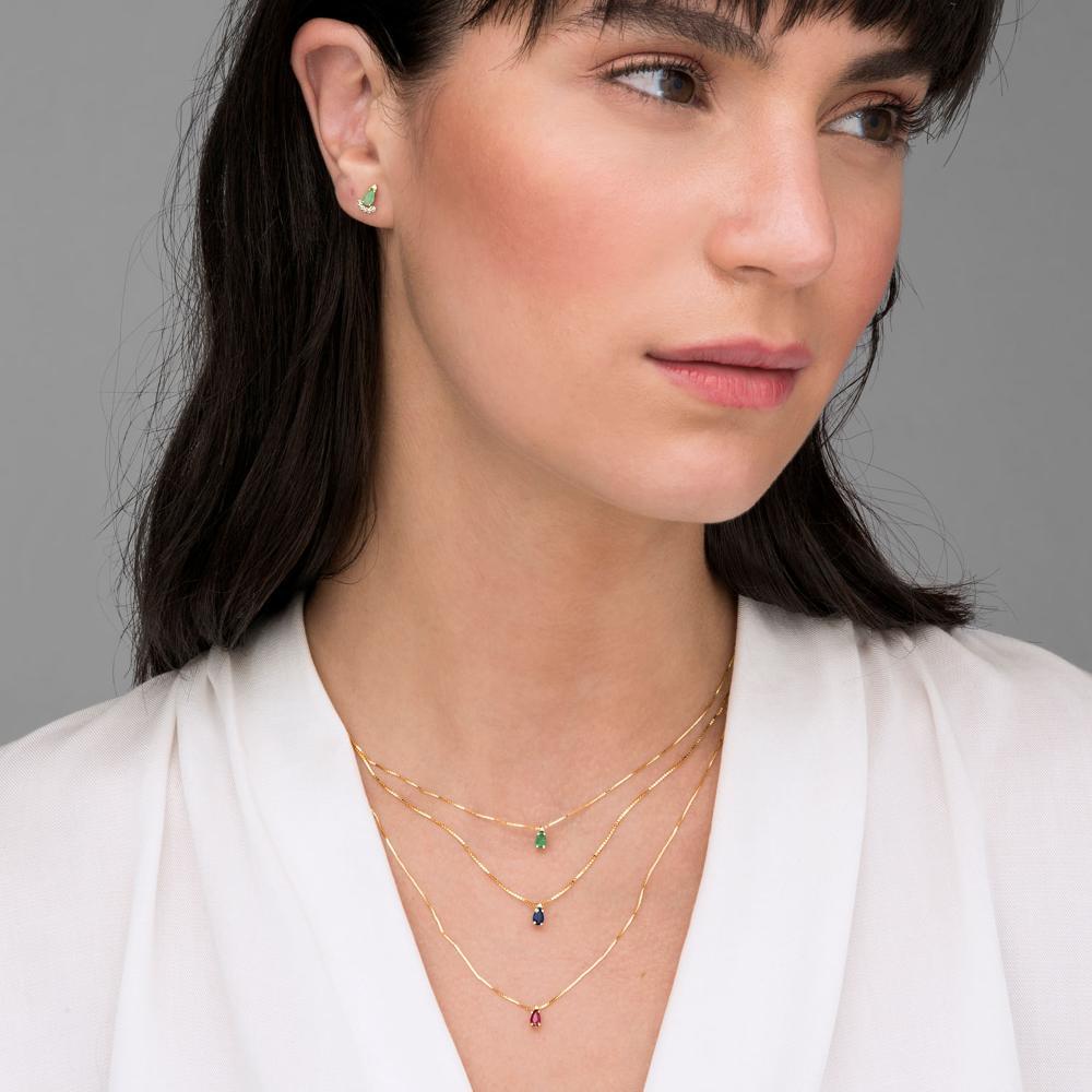 Pingente em Gota com Safira e Diamante em Ouro Amarelo 18k - 3