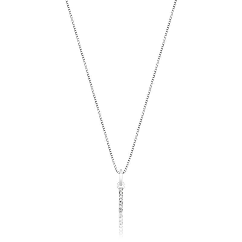 Pingente Letra I com Diamante em Ouro Branco 18k - 1
