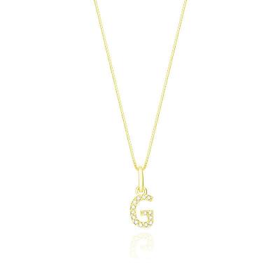 Pingente Letra G com Diamante em Ouro Amarelo 18k