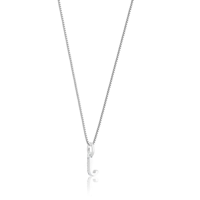 Pingente Letra J com Diamante em Ouro Branco 18k - 2