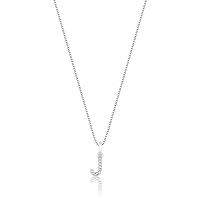 Pingente Letra J com Diamante em Ouro Branco 18k - 1
