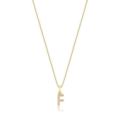Pingente Letra F com Diamante em Ouro Amarelo 18k