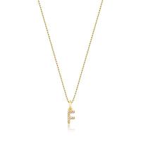 Pingente Letra F com Diamante em Ouro Amarelo 18k - 1