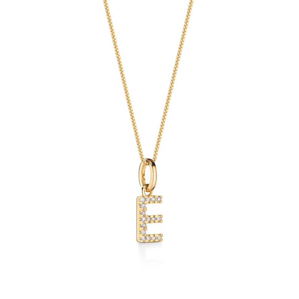 Pingente Letra E com Diamante em Ouro Amarelo 18k - 2