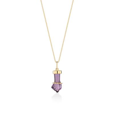Pingente Figa com Ametista em Ouro Amarelo 18k