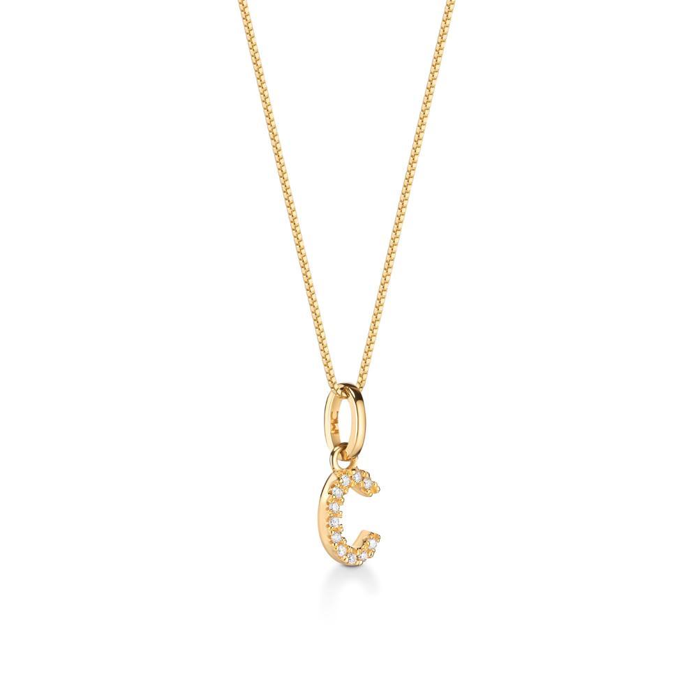 Pingente Letra C com Diamante em Ouro Amarelo 18k - 2