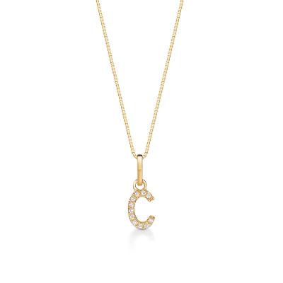 Pingente Letra C com Diamante em Ouro Amarelo 18k