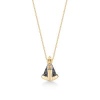 Pingente Nossa Senhora Aparecida com Safira Negra em Ouro Amarelo 18k - 1