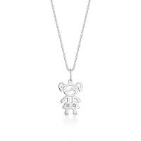 Pingente Menina com Diamante em Ouro Branco 18k - 1