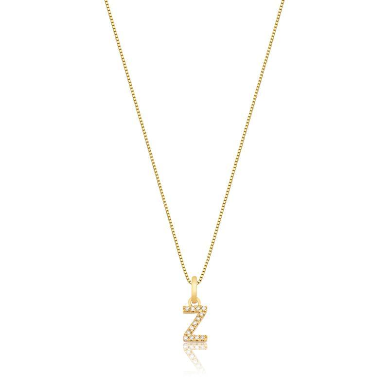 Pingente Letra Z com Diamante em Ouro Amarelo 18k - 2