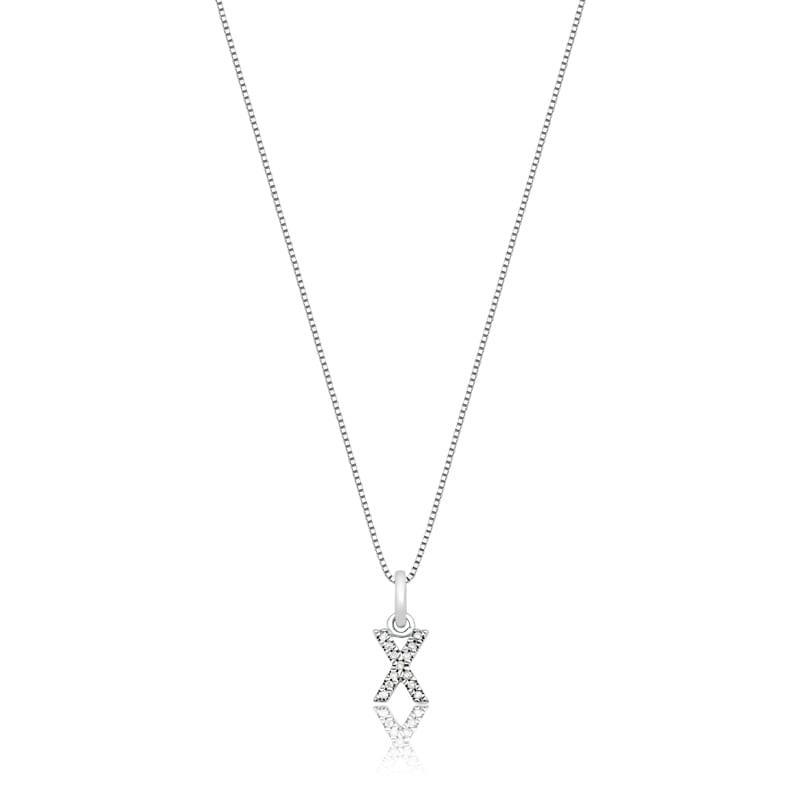 Pingente Letra X com Diamante em Ouro Branco 18k - 1