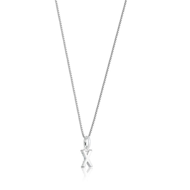 Pingente Letra X com Diamante em Ouro Branco 18k - 2