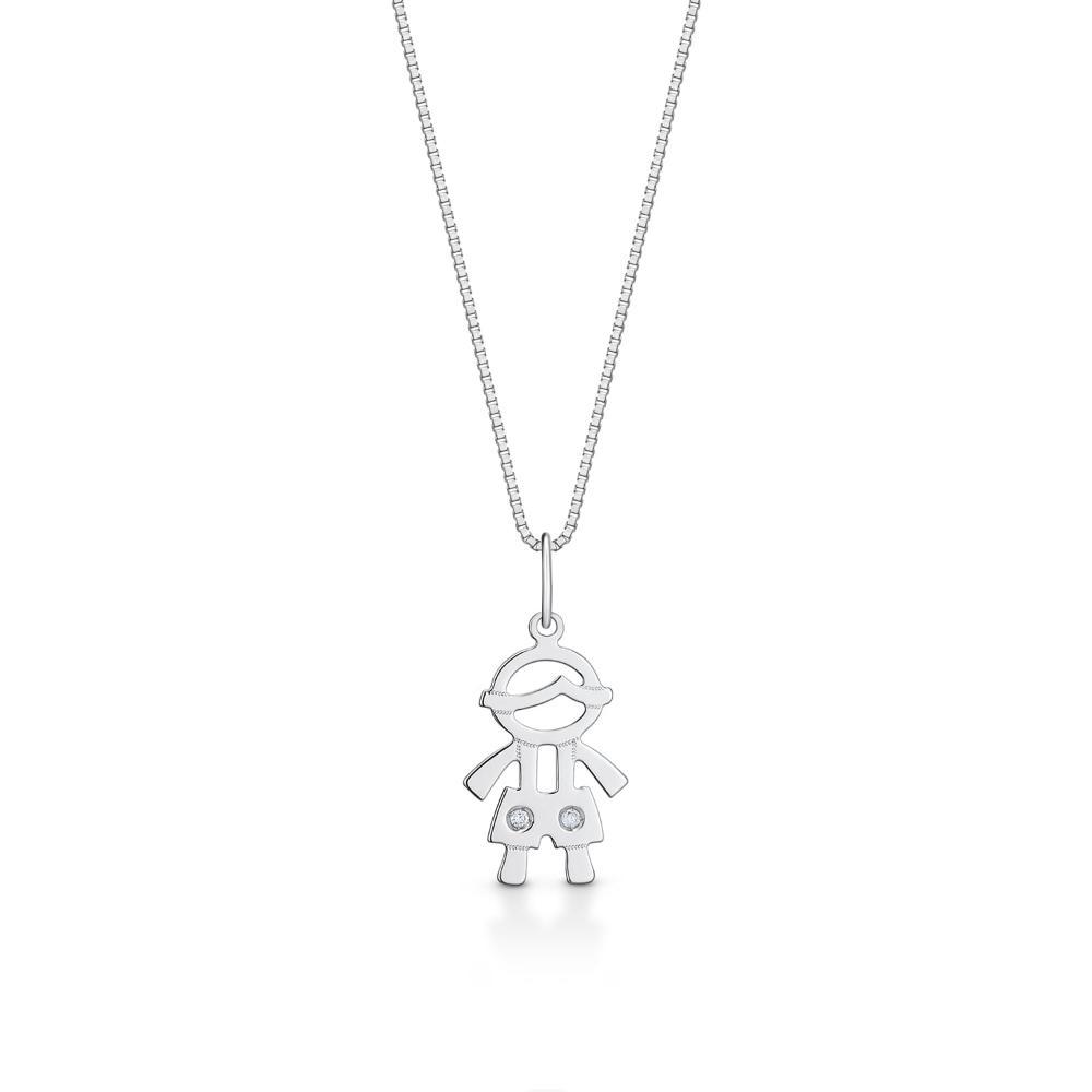 Pingente Menino com Diamante em Ouro Branco 18k - 1