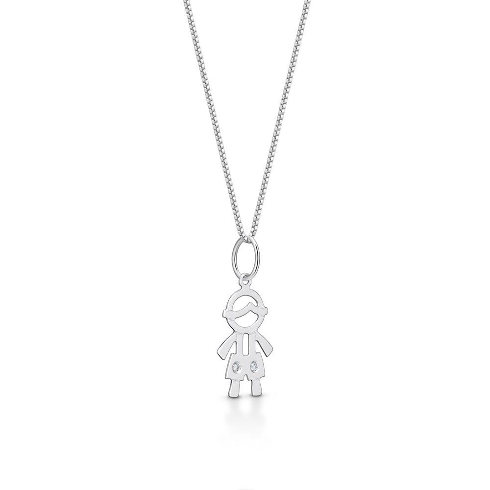 Pingente Menino com Diamante em Ouro Branco 18k - 2