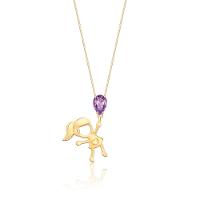 Pingente Menina com Ametista em Ouro Amarelo 18k - 1