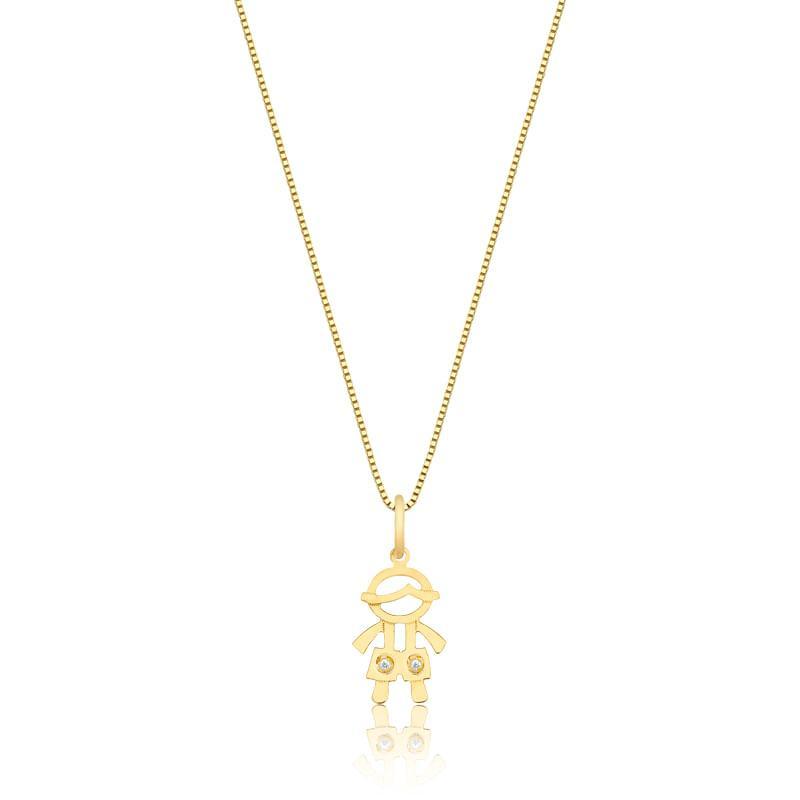 Pingente Menino com Diamante em Ouro Amarelo 18k - 1