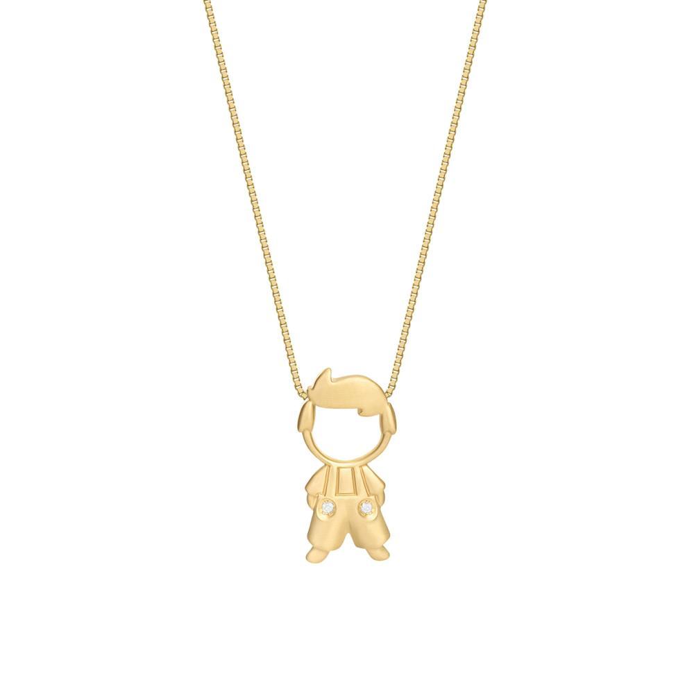Pingente Menino com Diamante em Ouro Amarelo 18k - 1