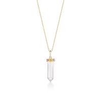 Pingente Lápis em Cristal com Rodolita, Iolita, Diopsita em Ouro Amarelo 18k - 1