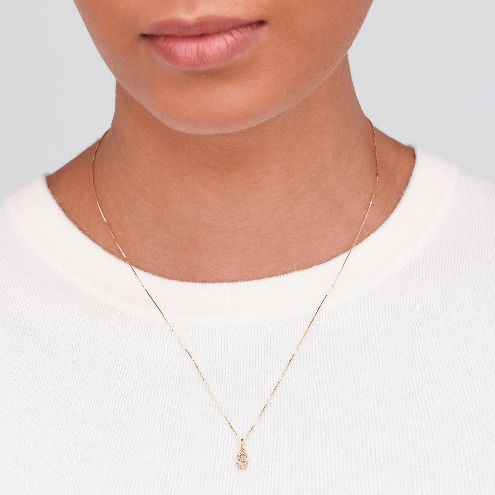 Pingente Letra S com Diamante em Ouro Amarelo 18k - 2