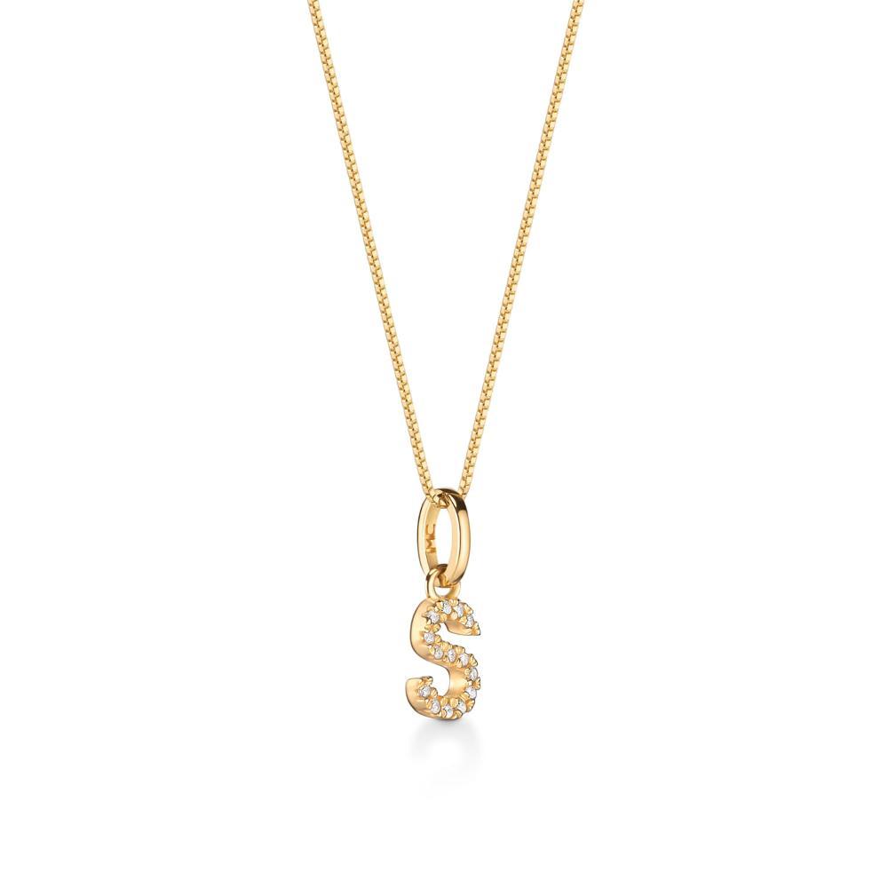 Pingente Letra S com Diamante em Ouro Amarelo 18k - 3
