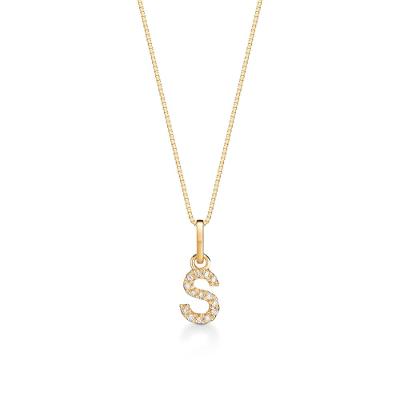 Pingente Letra S com Diamante em Ouro Amarelo 18k
