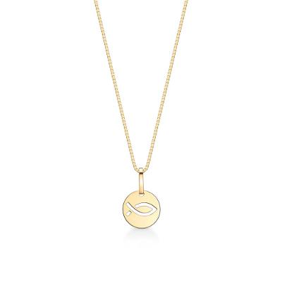 Pingente Peixe Cristão em Ouro Amarelo 18k