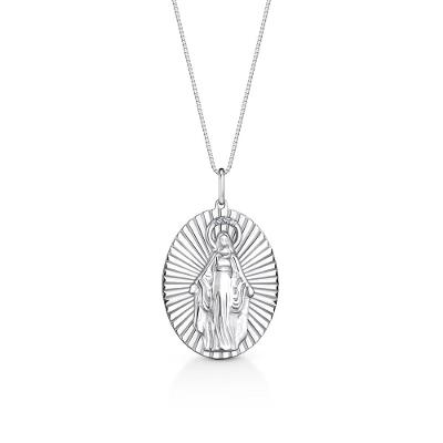 Pingente Nossa Senhora das Graças com Topázio Incolor em Prata 925