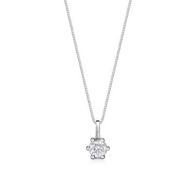 Pingente Solitário com 30 Pontos de Diamantes em Ouro Branco 18k