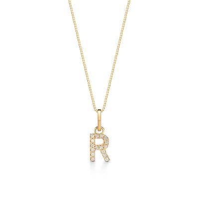 Pingente Letra R com Diamante em Ouro Amarelo 18k