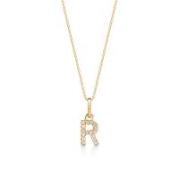 Pingente Letra R com Diamante em Ouro Amarelo 18k - 1
