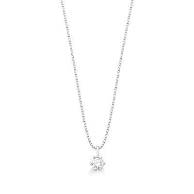 Pingente Solitário com 20 Pontos de Diamantes em Ouro Branco 18k
