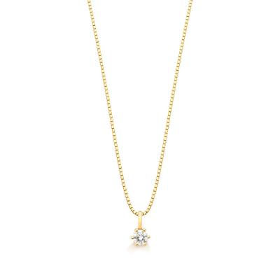 Pingente Solitário com 15 Pontos de Diamantes em Ouro Amarelo 18k