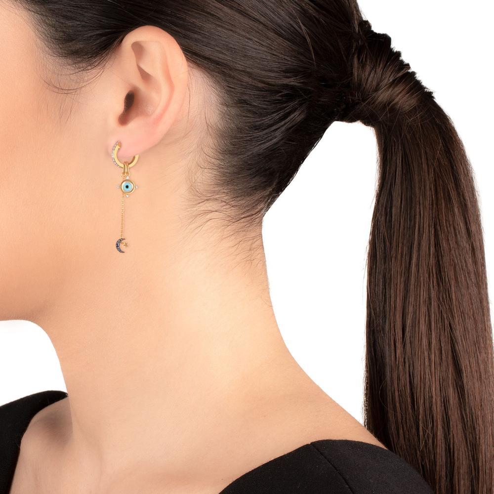 Pingente Olho Grego com Madrepérola e Safira Azul em Ouro Amarelo 18k - 3