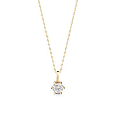 Pingente Solitário com 30 Pontos de Diamantes em Ouro Amarelo 18k