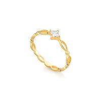 Anel Com Zircônia Em Prata 925 Com Banho De Ouro Amarelo 18K - 2