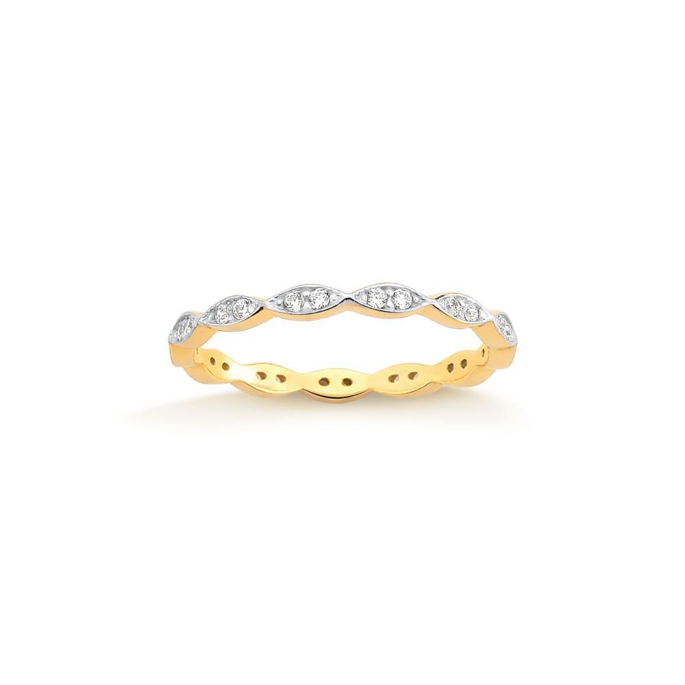 Anel com Zircônia em Prata 925 com Banho De Ouro Amarelo 18K - 1