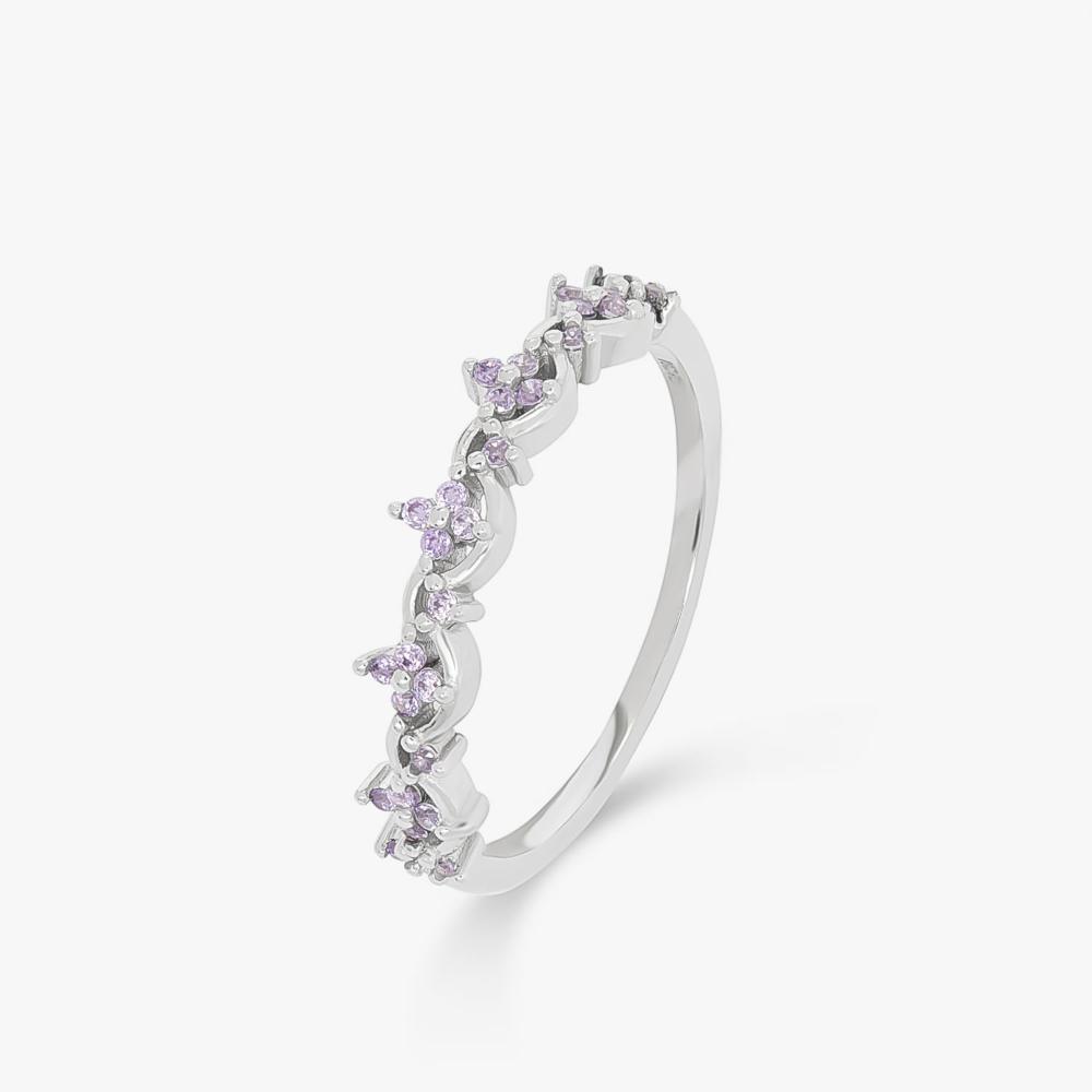 Anel com Zircônia Lilás em Prata 925 - 3