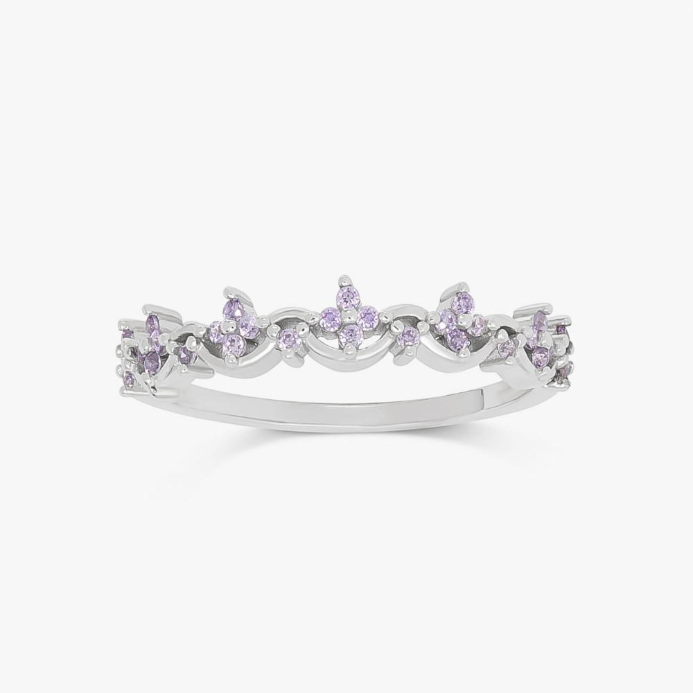 Anel com Zircônia Lilás em Prata 925 - 5