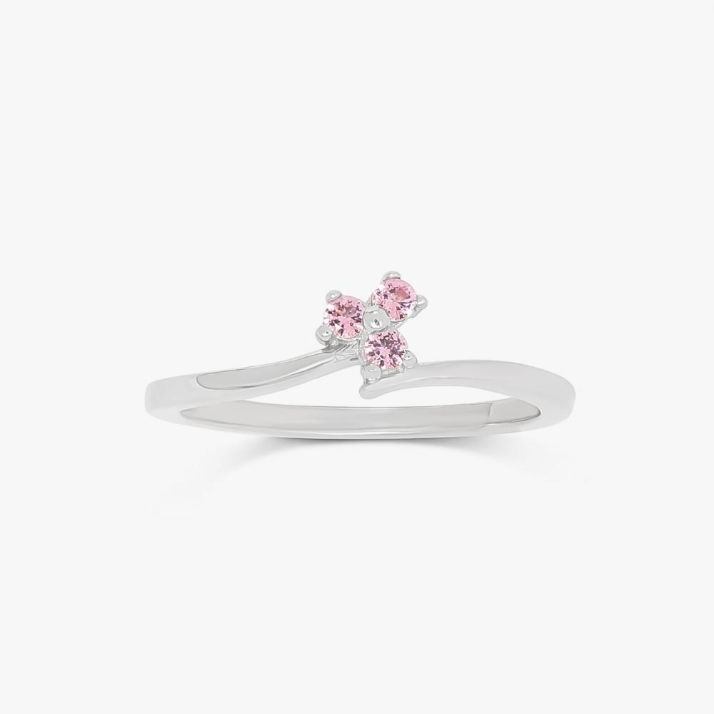 Anel com Zircônia Rosa em Prata 925 - 1