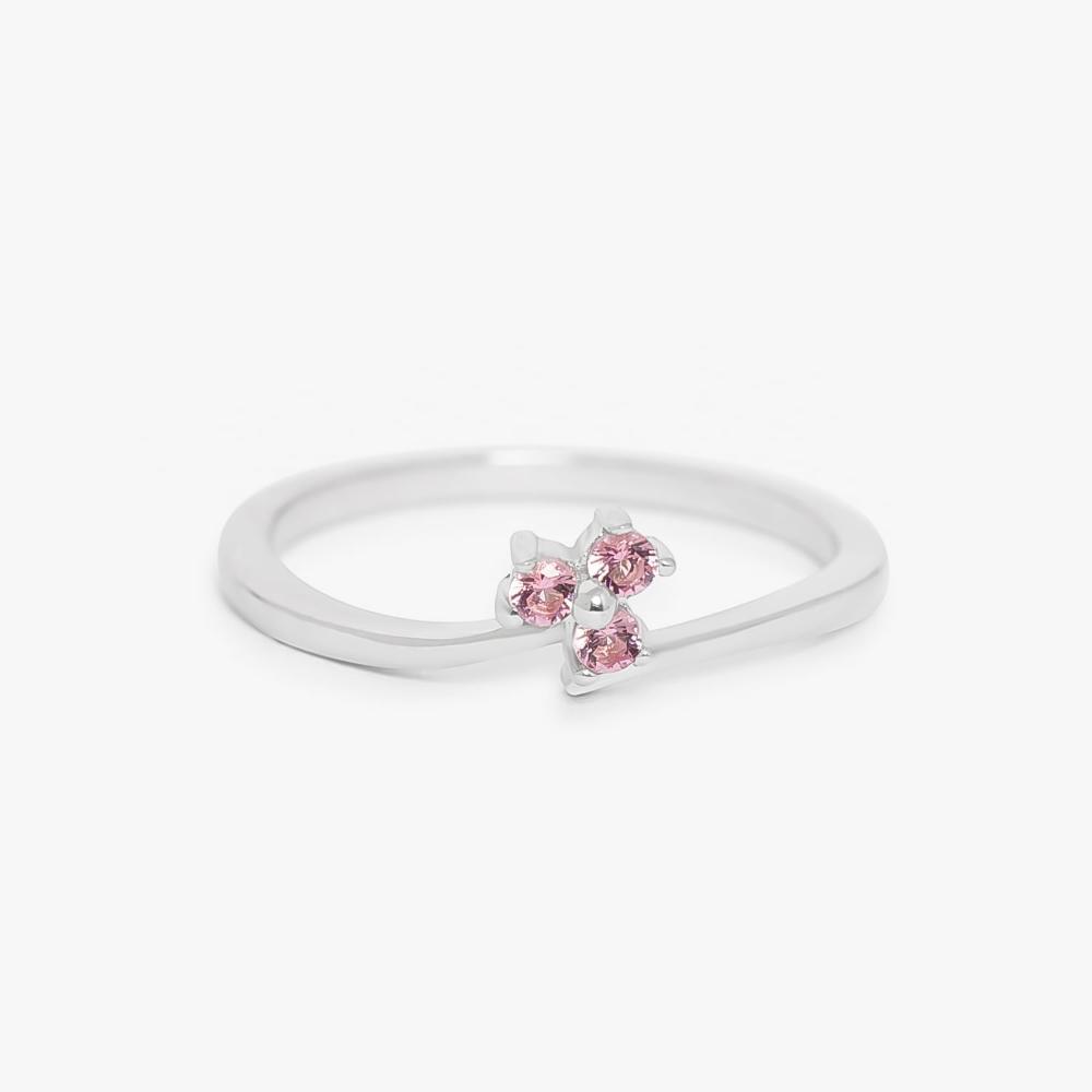 Anel com Zircônia Rosa em Prata 925 - 3
