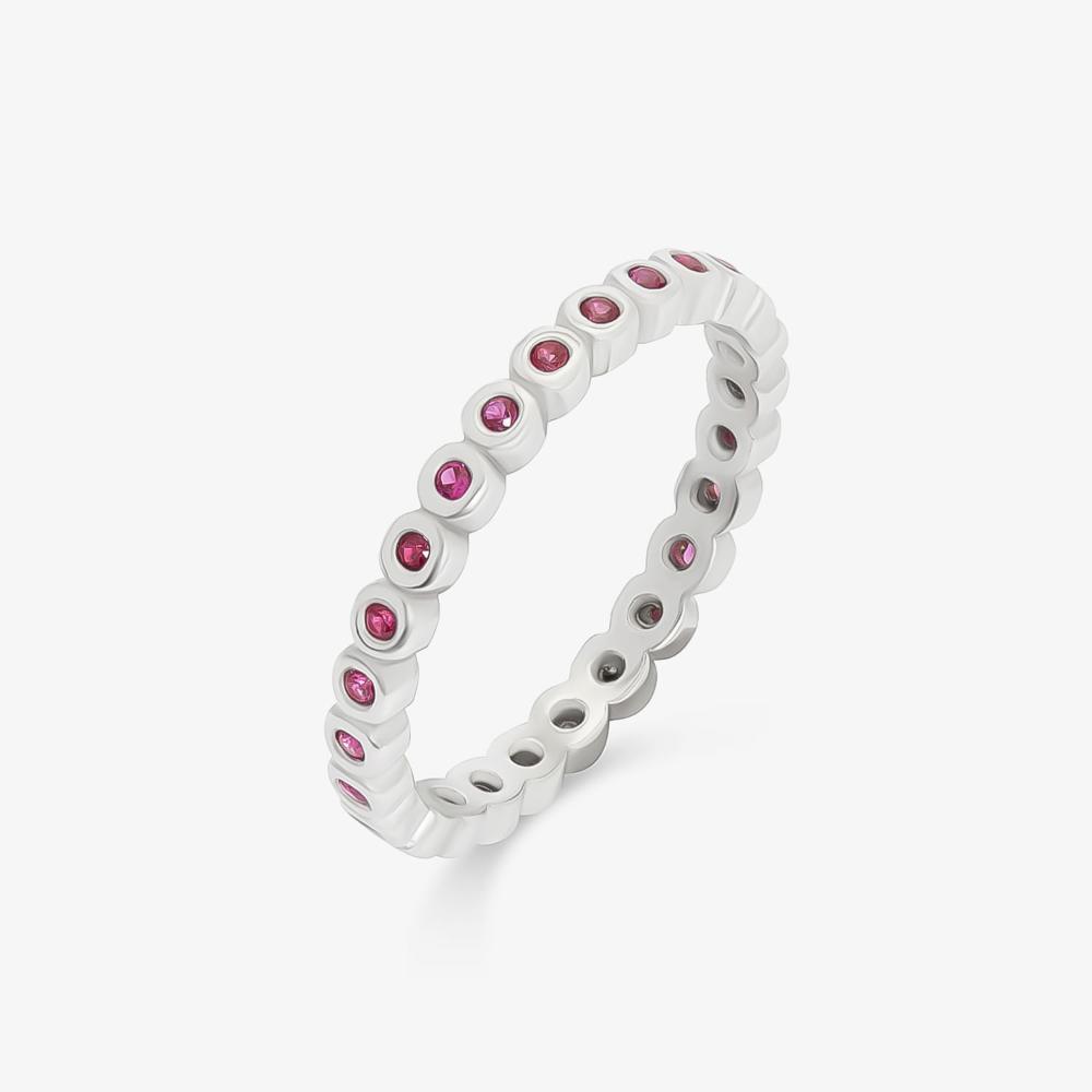 Anel com Zircônia Rosa em Prata 925 - 4