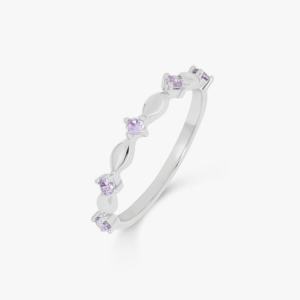 Anel com Zircônia Lilás em Prata 925 - 3