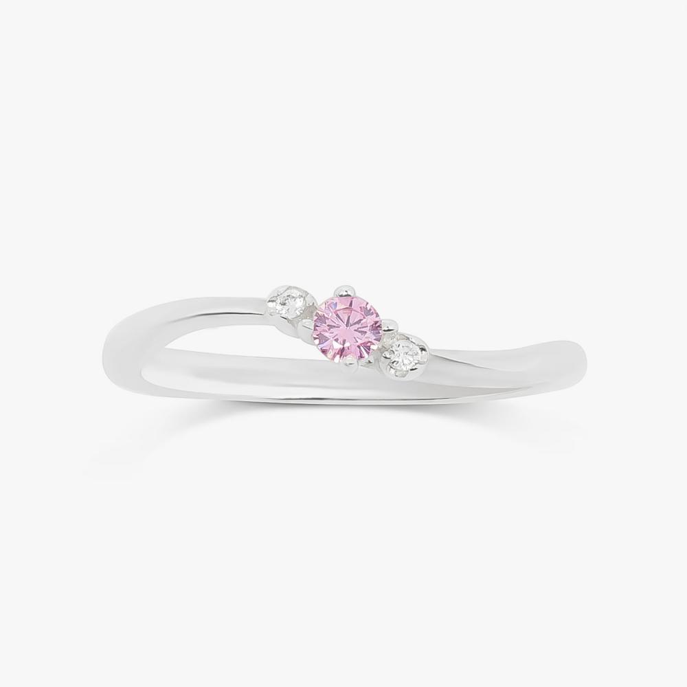 Anel com Zircônia Rosa em Prata 925 - 1