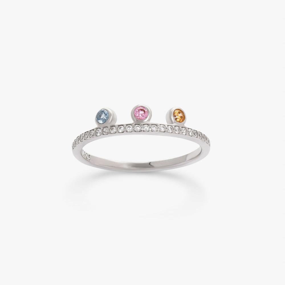 Anel com Zircônias idas em Prata - 1